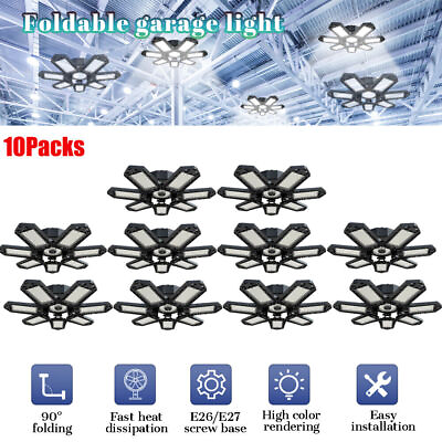 #ad 1 10X Bright LED Garage Lights 600W 60000LM Deformable Ceiling Shop Work Lamp $90.24