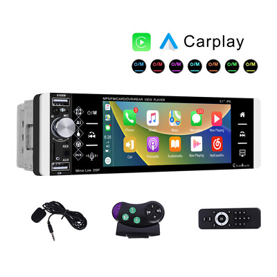 #ad Single 1 Din Apple Android Carplay Car Stereo Radio Bluetooth Touch AM RDS 5.1quot; $56.99