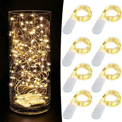 #ad 4 8Pack 20 LED 6.6ft Battery Operated Mini LED Copper Wire String Fairy Lights $6.99