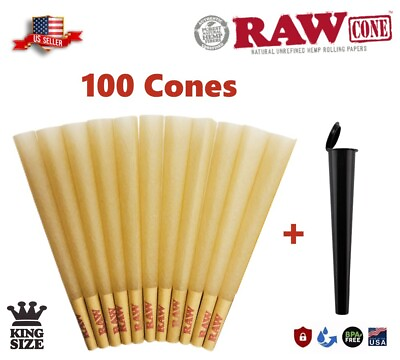 #ad Authentic RAW Classic King Size W Filter Tip Pre Rolled Cones 100 Pack amp; Tube $15.98