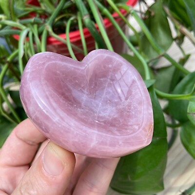 #ad 210g Natural beautiful Pink Crystal Heart Bowl Quartz Specimen Reiki Healing $39.00