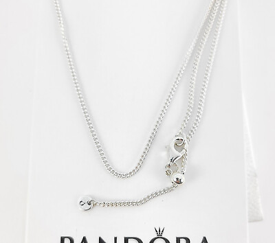 #ad New Pandora Silver Curb Chain Adjustable Necklace # 398283 60 23.6 inch $39.99