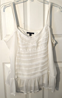 #ad American Eagle Romantic Ivory Pleated Lace Accent Camisole Tank Top XL Summer $10.99