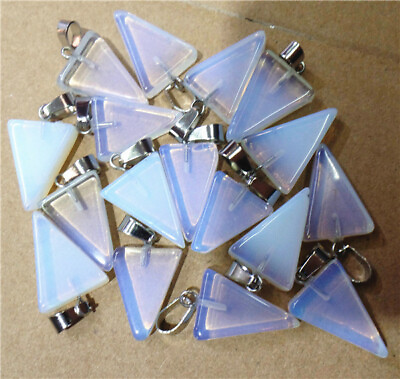 #ad 12Pcs 20x15x6mm White Opal Triangle Handmade Pendant Bead Jewelry Making EE1109 $9.59