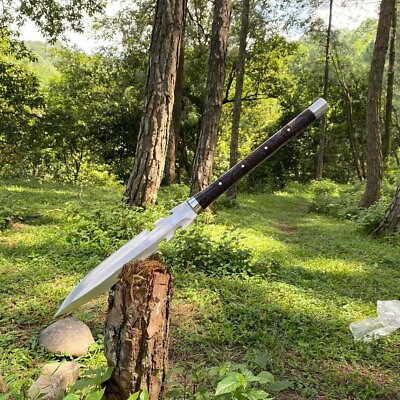 #ad Tactical Spear Handmade Carbon Steel Hunting Spear Full Tang Leaf Spring 5160 $139.00