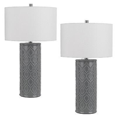 #ad Set of 2 28.5quot; Ceramic Table Lamps Slate Gray Cal Lighting $89.99