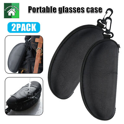 #ad 2PC Portable Eyeglasses Case Zipper Sunglasses Hard Shell Carry Box w Belt Clip $9.99