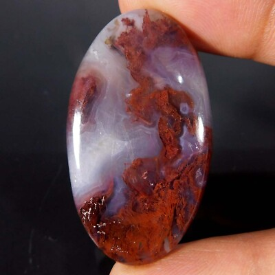 #ad 53.00Cts. Natural Untreated Moroccan Seam Agate Oval Cabochon Loose Gemstone $8.00