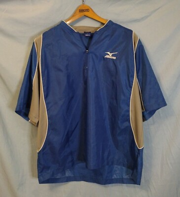#ad Mizuno Teamwear Mens 1 4 Quarter Zip Short Sleeve Warm Up Shirt Blue Size XL $9.99