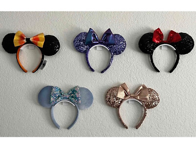 #ad 3 Pack Black Disney Mouse Ears Wall Hook Holder Mount Mickey Mouse $10.99