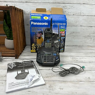 #ad Panasonic KX TG2593B 2.4 GHz Call Waiting Caller ID Cordless Answering System $13.96