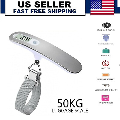 #ad Portable Travel LCD Digital Hanging Luggage Scale Electronic Weight 110lb 50kg $7.10