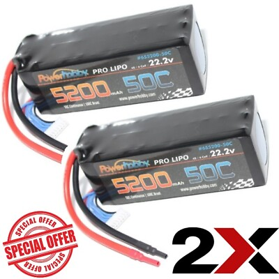 #ad Powerhobby 6S 22.2V 5200mAh 50C Lipo Battery Soft Case 6 Cell 2 Pack $162.99