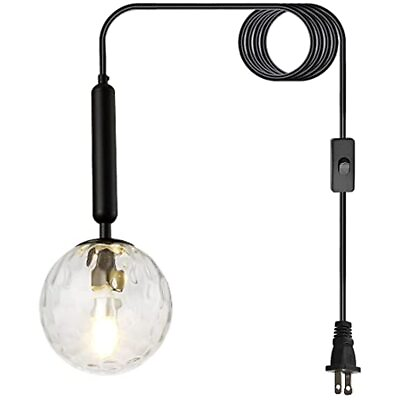 #ad Plug in Pendant Lighting with Cord Clear Glass Hanging Lamps That Plug Into Wall $48.52