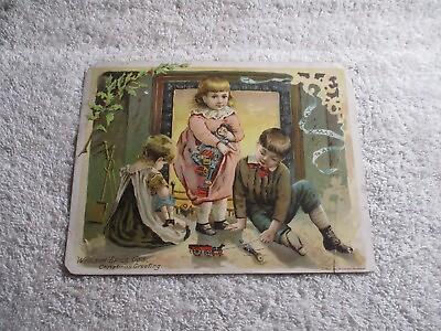 #ad Antique Victorian Lion Coffee Christmas Kid Trade Card Woolson Spice Toledo Ohio $39.99