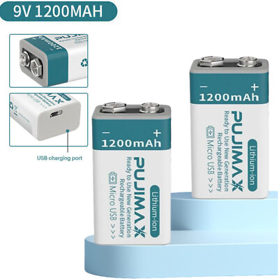 #ad 1 10PCS USB Rechargeable Battery 9V LI ion Recharge Batteries1200mAh 9 Volt LOT $47.53