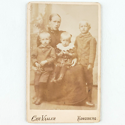 #ad Norwegian Mother Children CDV Photo c1875 Kongsberg Norway Antique Woman A1461 $13.96
