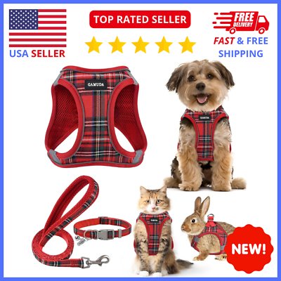 #ad RED Soft Step In Small Pet Harness Collar Leash Set No Choke No Pull SMALL $11.24