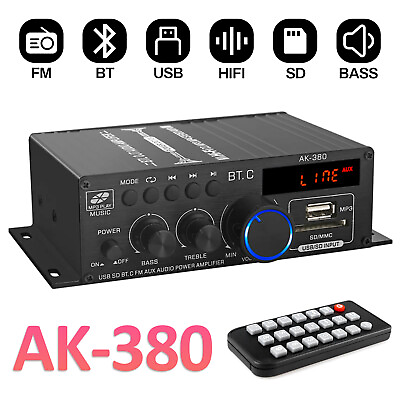#ad 12V HiFi Bluetooth Power Amplifier Mini Stereo Audio FM Car Home AMP Remote 800W $26.12