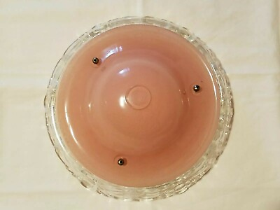 #ad Vintage Heavy Pink Glass Floral Clear Glass Trim Ceiling Light Fixture 1 of 3 $29.95