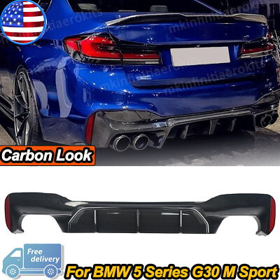 #ad For 17 23 BMW G30 5 Series W M Sport Bumper M5 Style Rear Diffuser Carbon Look $159.98
