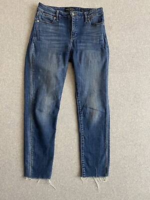 #ad Lucky Brand Jeans Womens 4 27 Skinny Slim Mid Dark Wash Hayden Raw Hemmed Denim $29.99