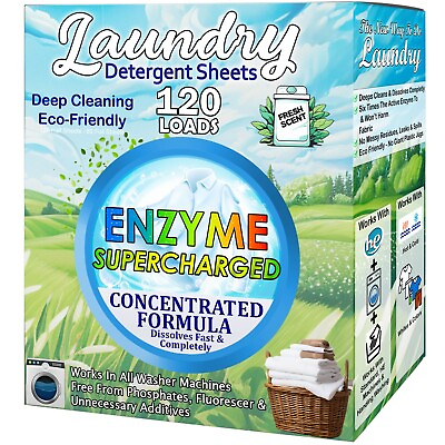 #ad Laundry Detergent Sheets 120 Loads Eco Friendly Hypoallergenic amp; Enzyme Base $10.95