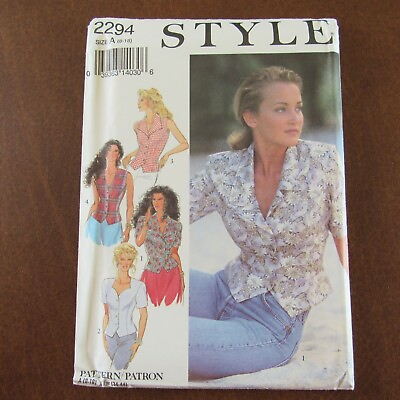#ad Style Pattern 2294 Fitted Tops With Fastening Back Size 8 to 18 $9.99