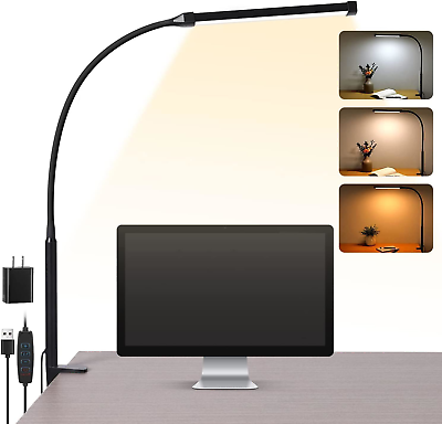 #ad LED Desk lamp with Clamp Eye Caring Clip on Lights for Home Office 3 Modes 10 $23.67