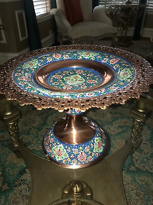 #ad Persian Cookie dish Khatam With Turquoise Stone amp; Copper by Master Mr Aghajani $1100.00