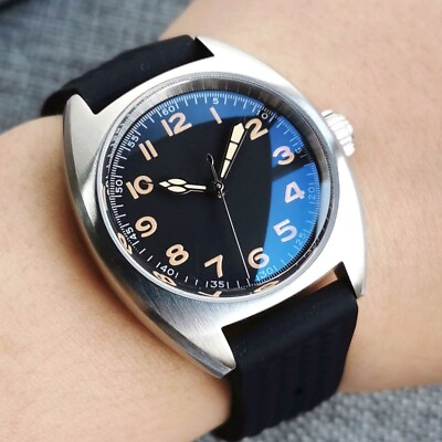 #ad Small 20ATM Retro 36mm Sterile Black Dial Bow Sapphire Glass Automatic Men Watch $64.80