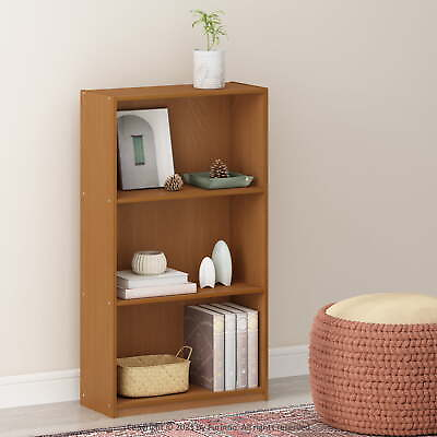 #ad Basic 3 Tier Bookcase Storage Shelves Natural Oak $32.74