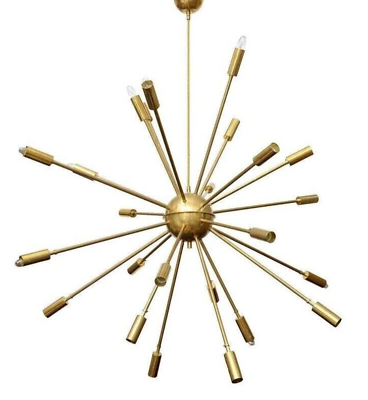 #ad 24 Light Antique Mid Century Brass Sputnik chandelier light Fixture Décor $217.56