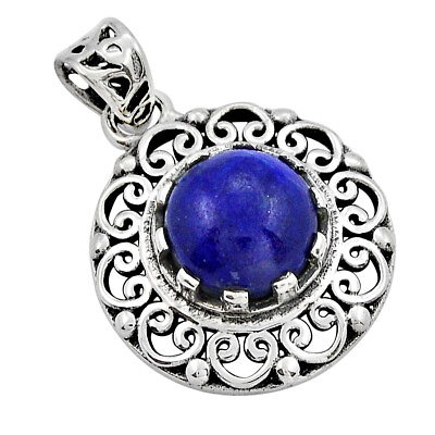 #ad 5.14cts Natural Blue Lapis Lazuli 925 Sterling Silver Pendant Jewelry Y21788 $11.24