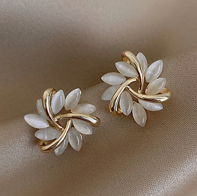 #ad Fashion Silver Flower Natural Stone Ear Earrings Stud Women Party Jewelry $8.78