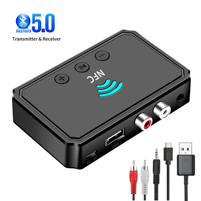 #ad Bluetooth5.0 Receiver Wireless AUX NFC to 2 RCA Transmitter Audio Stereo Adapter $11.99