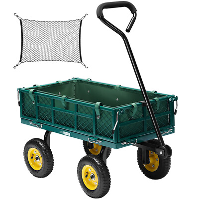 #ad Garden Carts Yard Dump Wagon Cart Lawn Utility Cart Outdoor Steel Heavy Duty $79.99