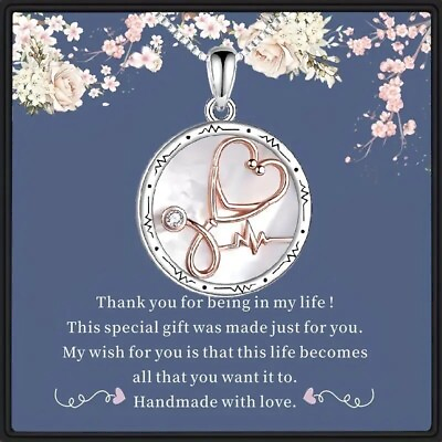 #ad Nurse Stethoscope Angel Heart Pendant Necklace Charm Jewelry Women Gift amp; Card $12.98