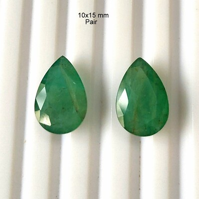 #ad Pair Natural Emerald For Earing 11.25 Cts Faceted Zambian Emerald Loose Gemstone $344.99