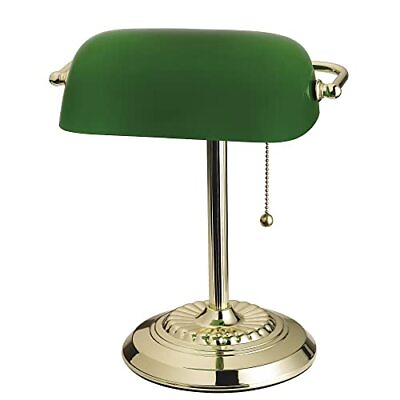 #ad Lighting 13.5quot; Traditional Bankers Desk Lamp with Glass Shade Green $47.87