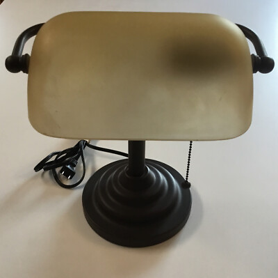 #ad Brown Tan Bankers Desk Light Tested $32.99