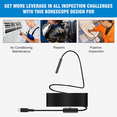 #ad 5M 8LED IOS Plug and Play Borescope Endoscope Inspection Camera for iPhone iOS $19.45