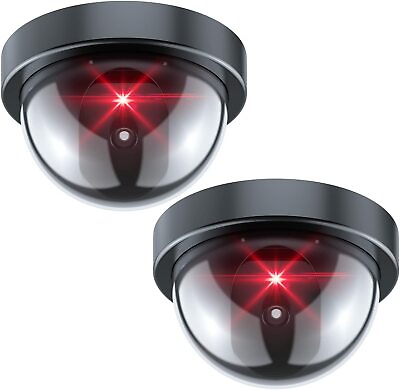 #ad 1 8Pack Dummy Camera Fake Security CCTV Dome Camera with Flashing Red LED Light $5.88
