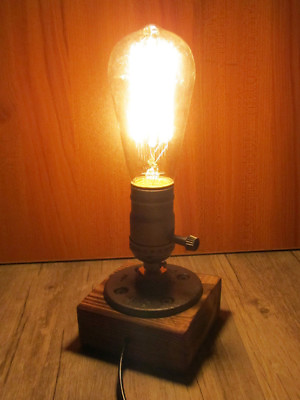 #ad Industrial Vintage Edison Wooden Base Socket E27 Desk Light Table Reading Lamp $30.77