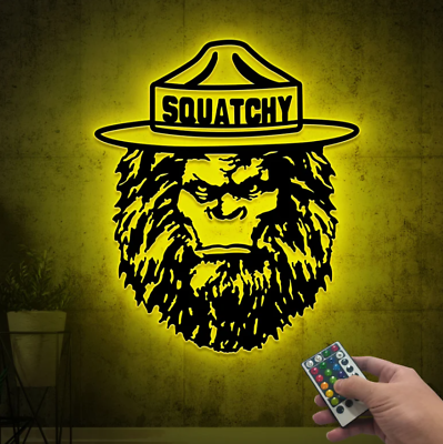 #ad Squatchy Bigfoot Metal Sign Bigfoot Metal Sign With LED Light Bigfoot Sign $79.95