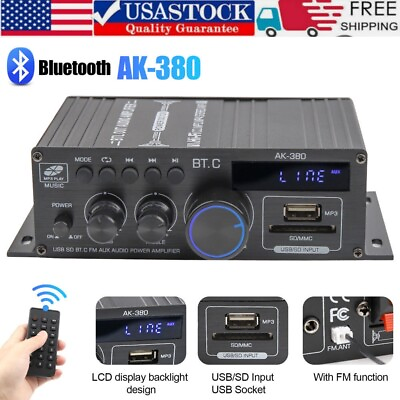 #ad 800W 2 Channel bluetooth Mini HIFI Power Amplifier Audio Stereo Amp Home Car FM $20.57