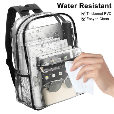 #ad Clear Backpack Heavy Duty PVC Transparent Shoulder Handbag Waterproof School Bag $5.99