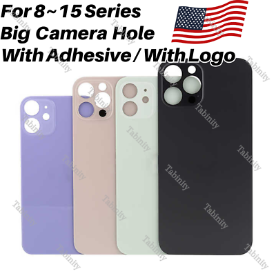 #ad For iPhone 15 14 13 12 11 Pro XR XS X 8 Back Glass Rear Replacement Big Hole Lot $49.79