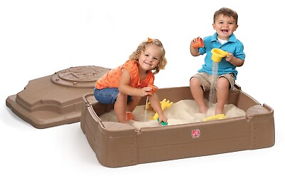 #ad Play and Store Sandbox Brown Plastic Kids Outdoor Toy with Cover $67.98