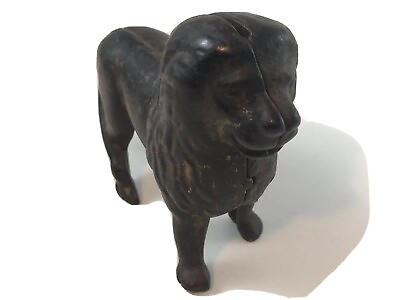 #ad OLD Cast Iron LION Still Coin Bank Vintage ANTIQUE Tail on Right C $49.97